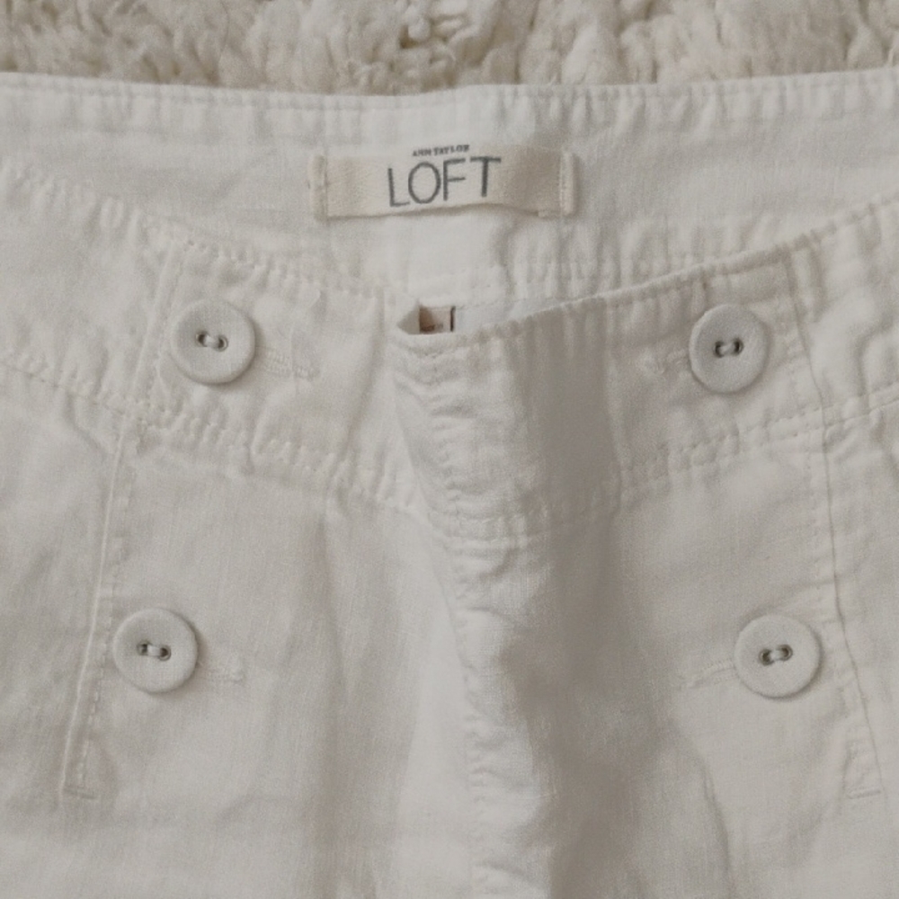 LOFT Cream Button-Detail Trousers